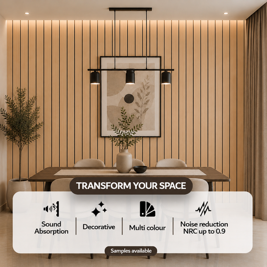 Acoustic Slat Wall Panels — White Oak (2400×600mm, 44mm Wide Slat)
