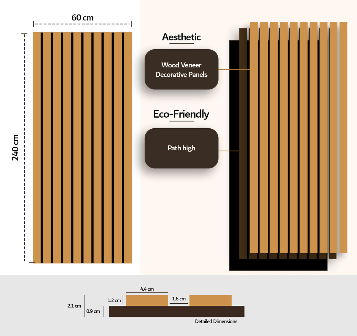 White Oak acoustic slat wall panel — close-up of light oak wood grain