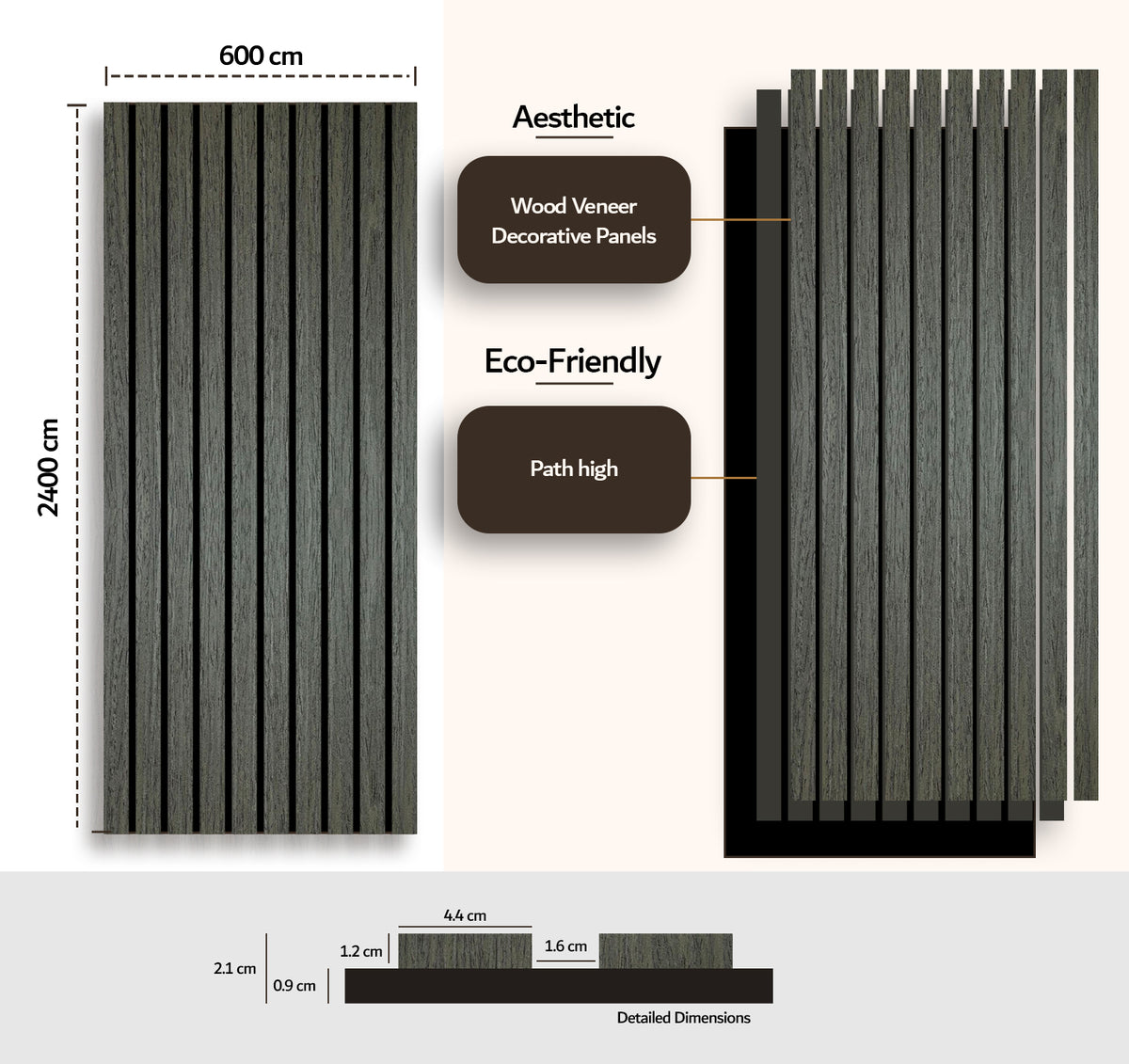 Dark Oak acoustic slat wall panel installed as feature wall — interior lifestyle shot