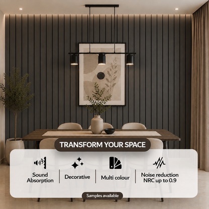 Acoustic Slat Wall Panels — Dark Oak (2400×600mm, 44mm Wide Slat)