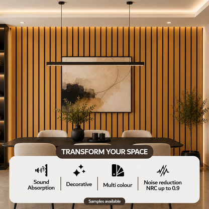 Acoustic Slat Wall Panels — Brass PVC (2400×600mm, 44mm Wide Slat)