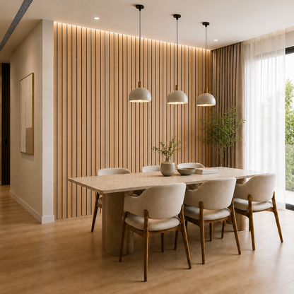 Acoustic Slat Wall Panels — White Oak (2400×600mm, 44mm Wide Slat)