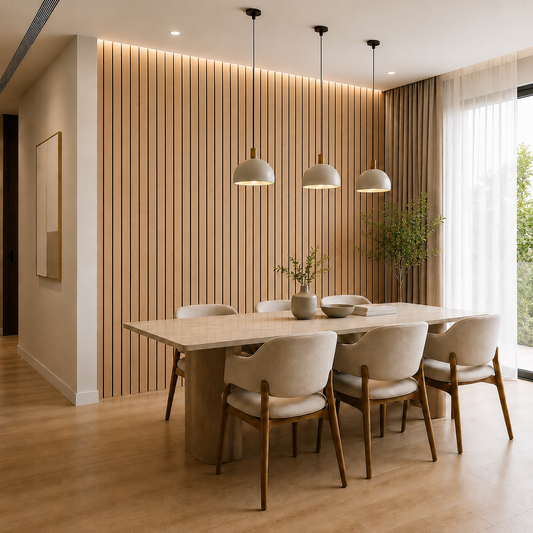 Acoustic Slat Wall Panels — White Oak (2400×600mm, 44mm Wide Slat)