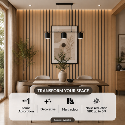 Acoustic Slat Wall Panels — Swiss Oak (2400×600mm, 44mm Wide Slat)
