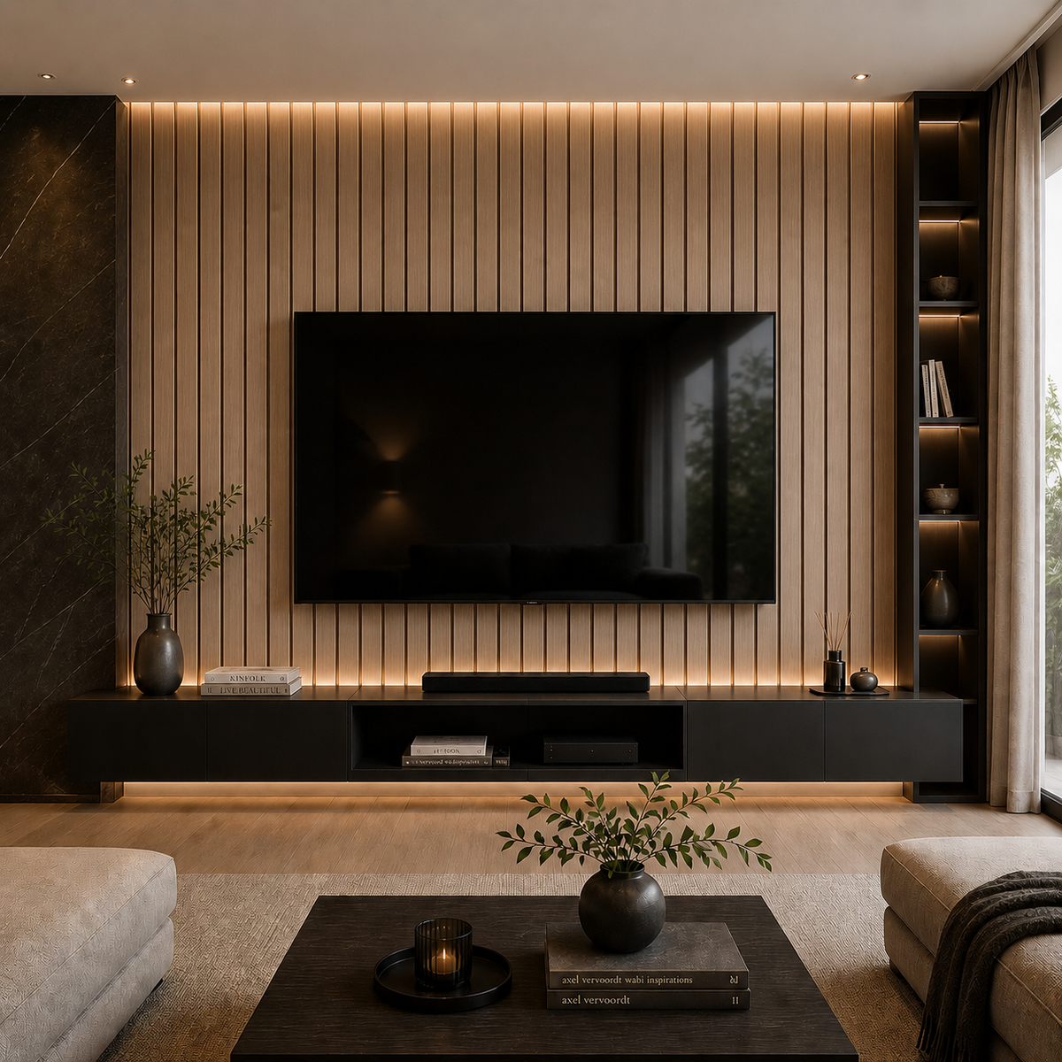 Acoustic Slat Wall Panels — Swiss Oak (2400×600mm, 44mm Wide Slat)