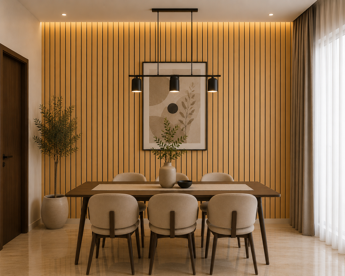 White Oak acoustic slat wall panel — slat profile and felt backing detail