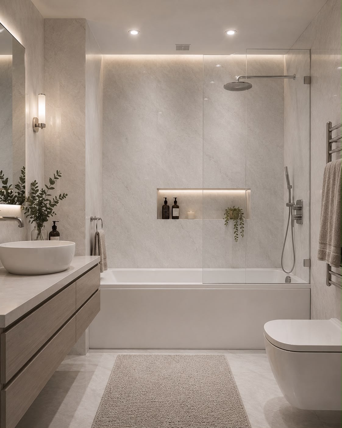 Light Grey Marble Shower Wall Panel | 2.4m x 1m | 10mm PVC Tongue & Groove