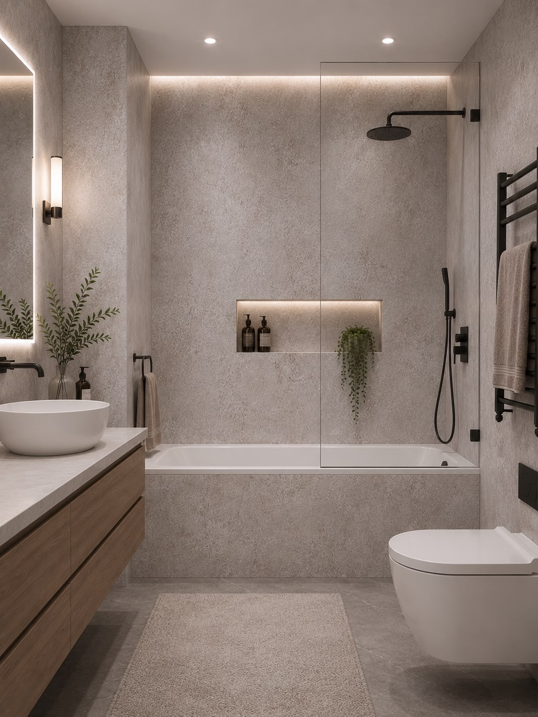 Matt Beige Concrete Shower Wall Panel | 2.4m x 1m | 10mm PVC Tongue & Groove