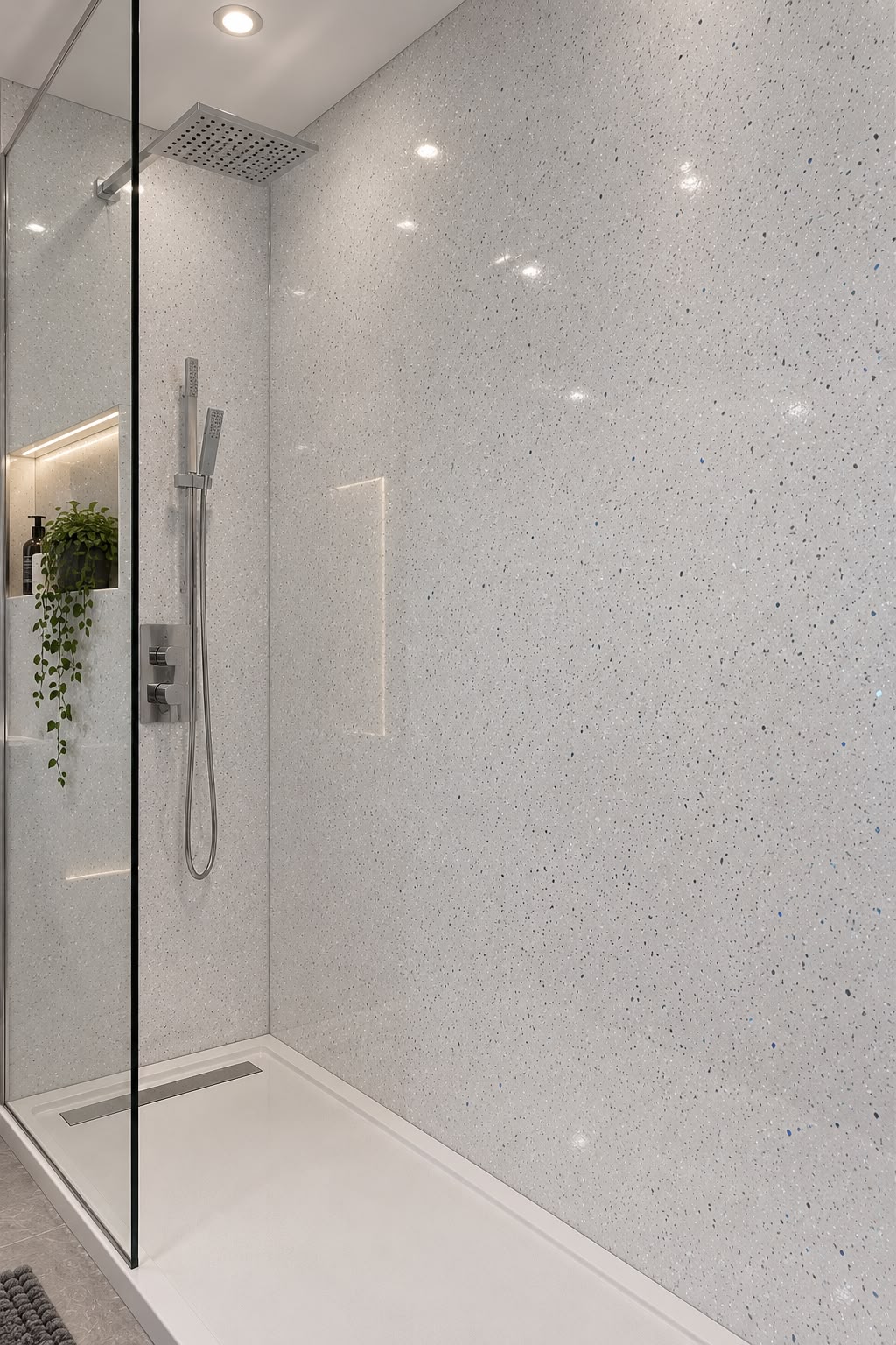 White Sparkle Shower Wall Panel | 2.4m x 1m | 10mm PVC Tongue and Groove