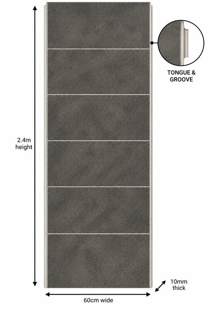 Dark Grey Marble Matt Tile Effect Shower Wall Panel | 2.4m x 60cm | 10mm PVC Tongue and Groove