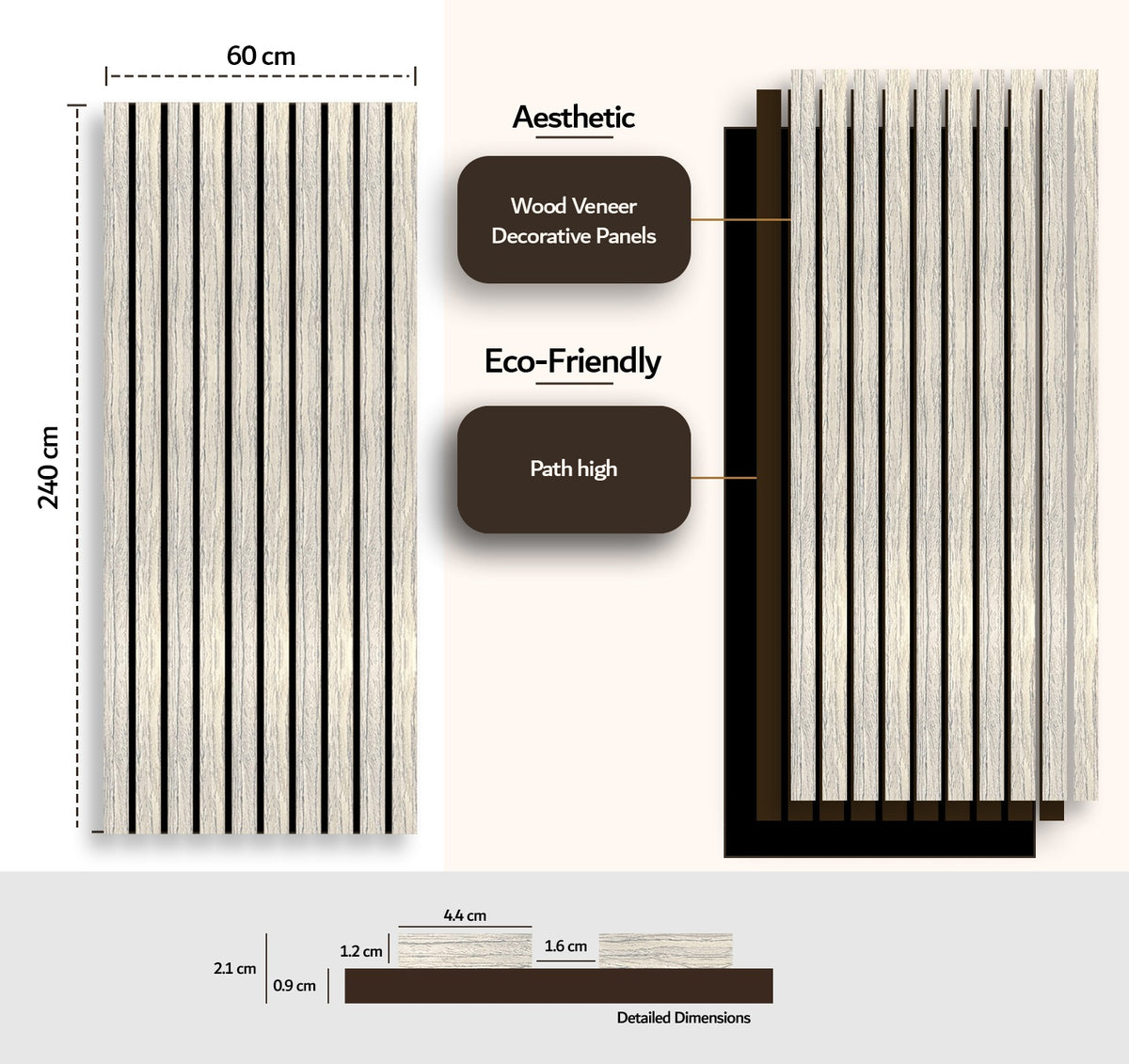 Silver Walnut wide slat panel installed as feature wall — interior room lifestyle shot