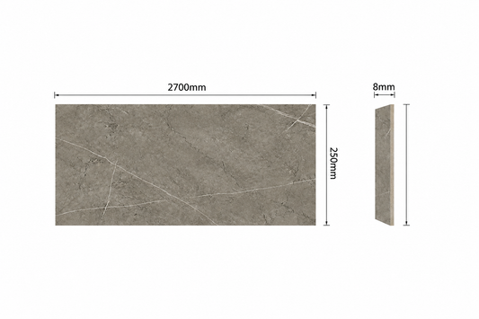 Grey Marble PVC wall and ceiling panel dimensions, 2700mm x 250mm x 8mm