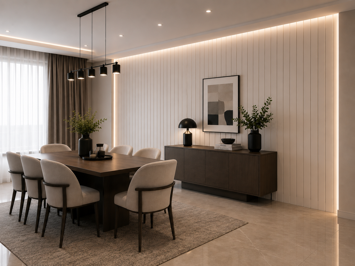 White PVC acoustic slat wall panel — slat texture and finish detail